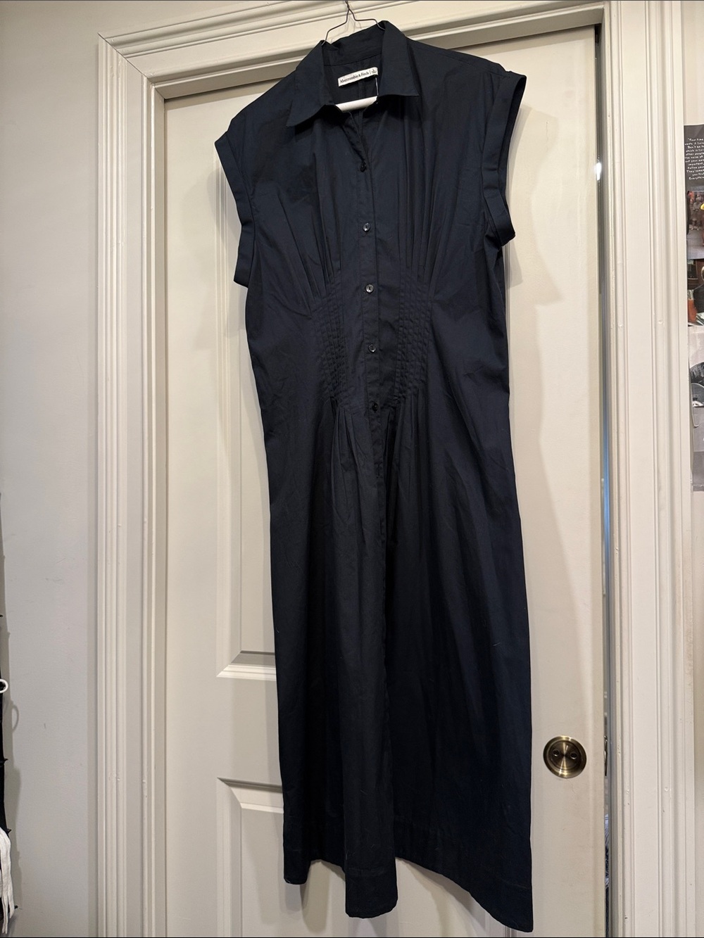 Black Button-Front Midi Dress, capped sleeve/ near sleeveless. Never worn NWT.